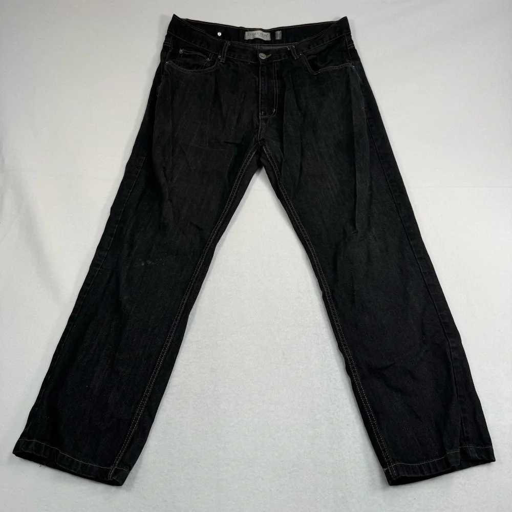 Evolution In Design Straight Leg Jeans Mens Size 38X32 Black High Rise